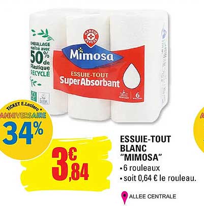 essuie-tout blanc "mimosa"