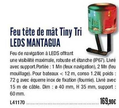 feu tête de mât tiny tri leds mantagua