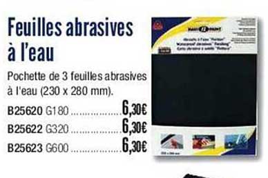 feuilles abrasives à l'eau