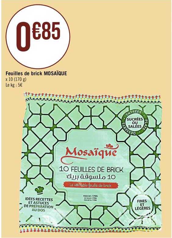 feuilles de brick mosaïque