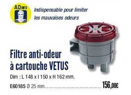 filtre anti-odeur à cartouche vetus