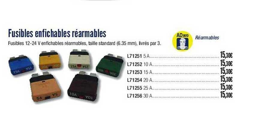 fusibles enfichables réarmables