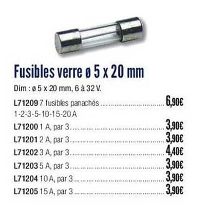 fusibles verre ø 5 x 20 mm