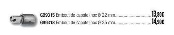 g99315 embout de capote inox g99318 embout de capote