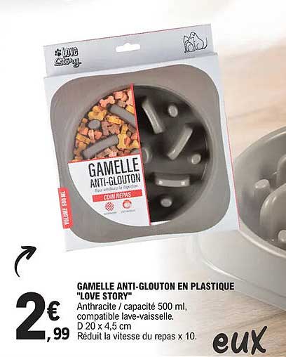gamelle anti-glouton en plastique love story