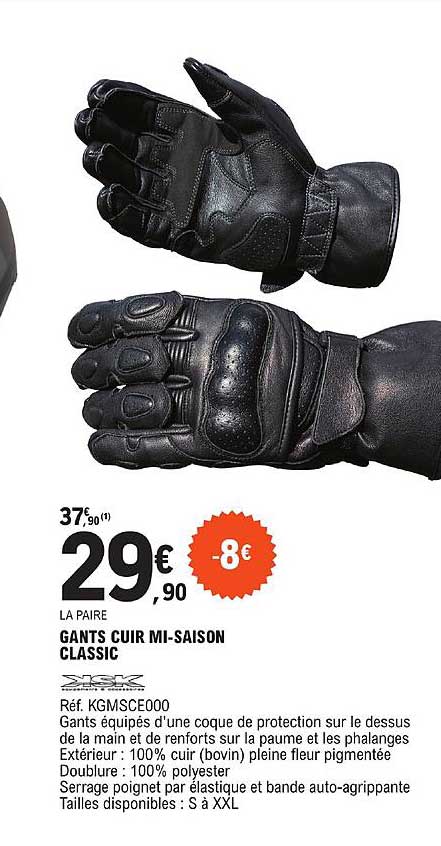 gants cuir mi-saison classic