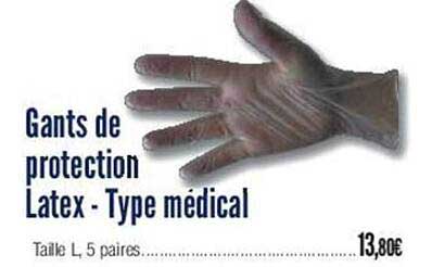gants de protection latex - type médical