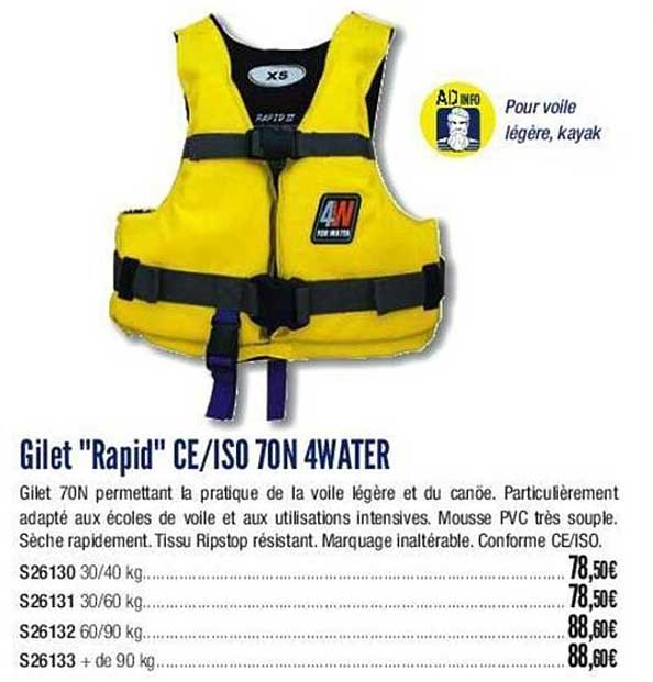 gilet "rapid" ce/iso 70n 4water