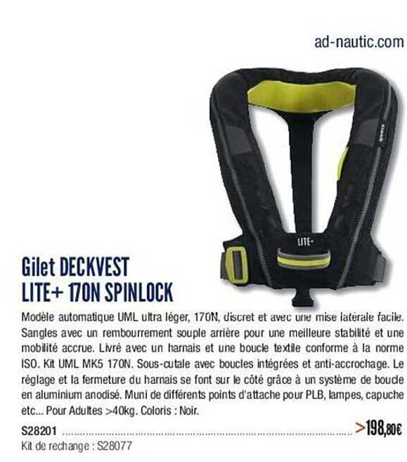 gilet deckvest lite+ 170n spinlock