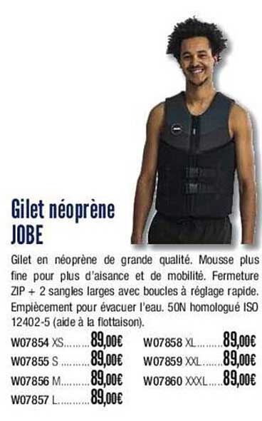 gilet néoprène jobe
