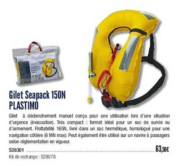 gilet seapack 150n plastimo