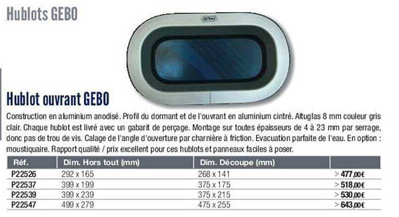 hublot ouvrant gebo