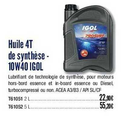 huile 4T de synthèse - 10W40 igol