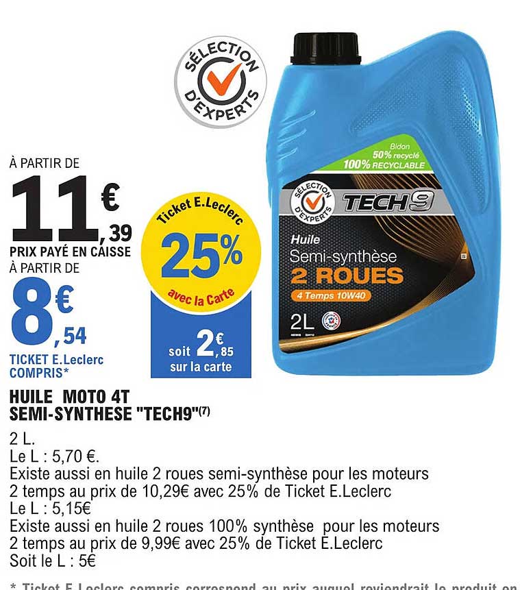 huile moto 4t semi-synthèse "tech9"