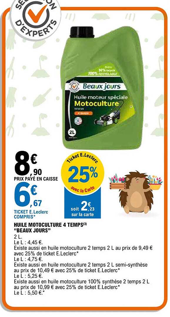 huile motoculture 4 temps "beaux jours"