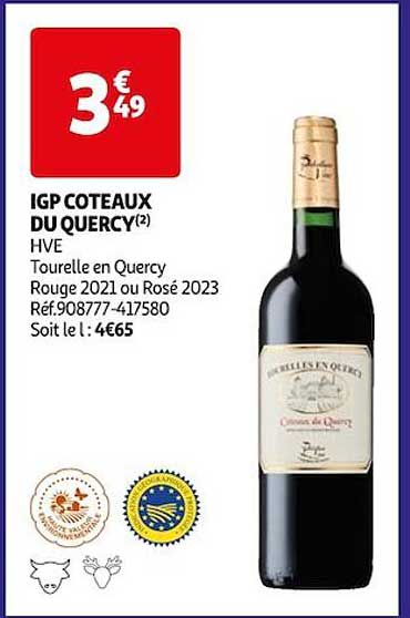 igp coteaux du quercy hve tourelle en quercy rouge 2021 ou rosé 2023