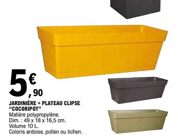 Jardinière + Plateau Clipse "cocoripot"