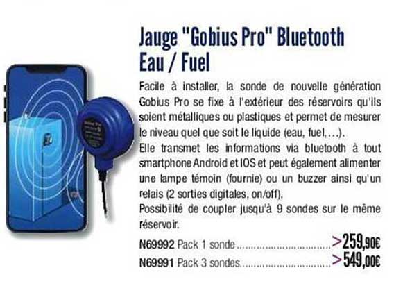 jauge "gobius pro" bluetooth eau fuel