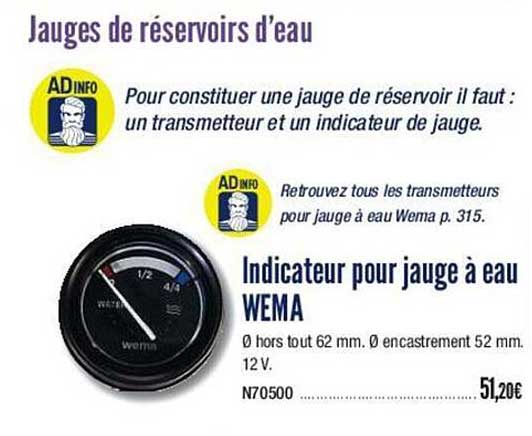 jauges de réservoirs d'eau, indicateur pour jauge à eau wema