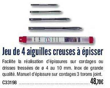 jeu de 4 aiguilles creuses à épisser
