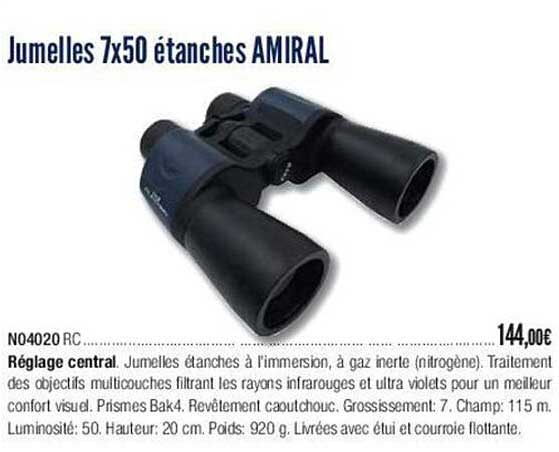 jumelles 7x50 étanches amiral