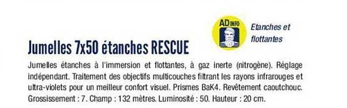 jumelles 7x50 étanches rescue