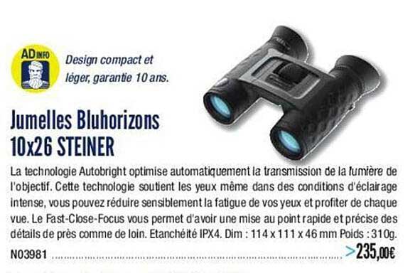 jumelles bluhorizons 10x26 steiner