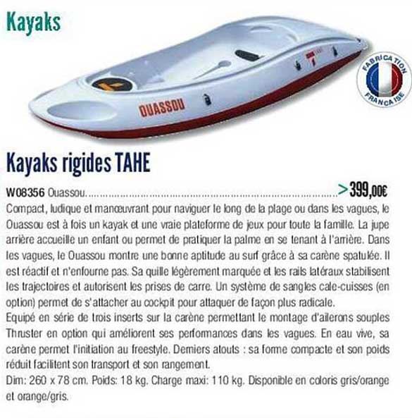 kayaks rigides tahe