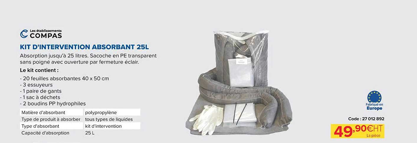 kit d'intervention absorbant 25l