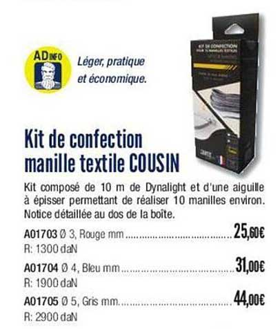 kit de confection manille textile cousin