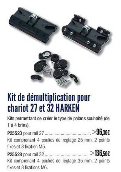 kit de démultiplication pour chariot 27 et 32 harken