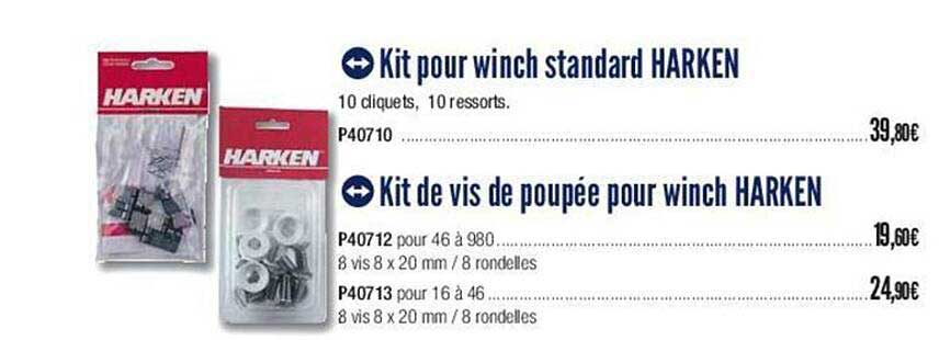 kit pour winch standard harken kit de vis de poupée pour winch harken