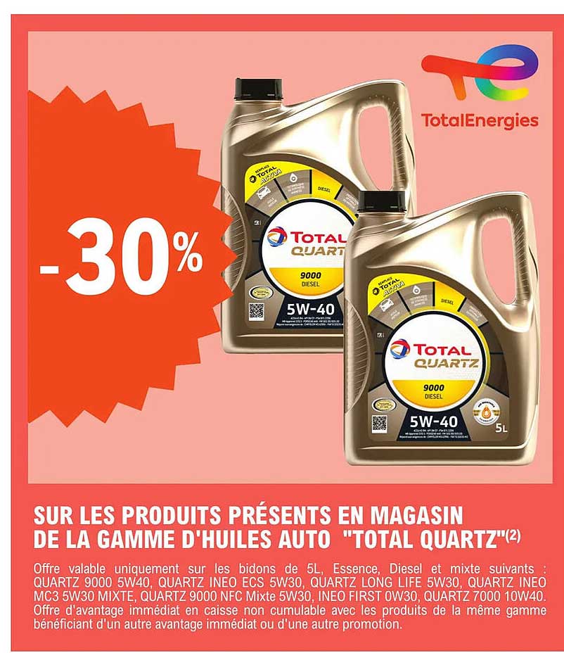 la gamme d'huiles auto "total quartz"