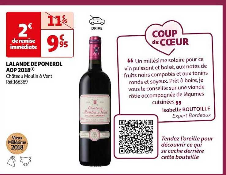 lalande de pomerol aop 2018 château moulin à vent