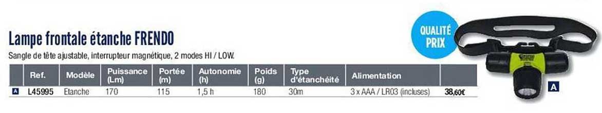 lampe frontale étanche frendo