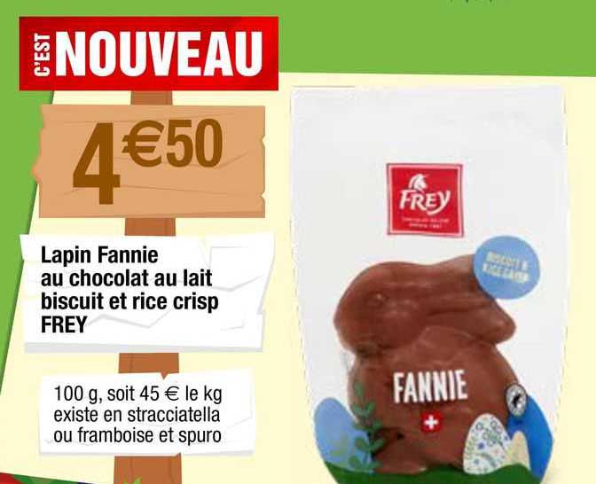 lapin fannie au chocolat au lait biscuit et rice crisp frey