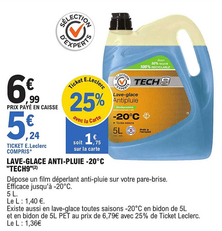 lave-glace anti-pluie -20°c "tech9"
