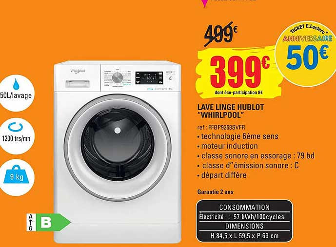 lave linge hublot "whirlpool"