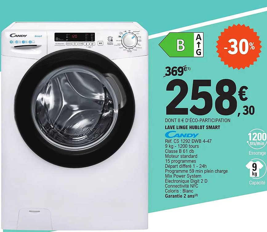 lave linge hublot smart candy