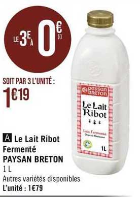 le lait ribot  fermenté  paysan breton