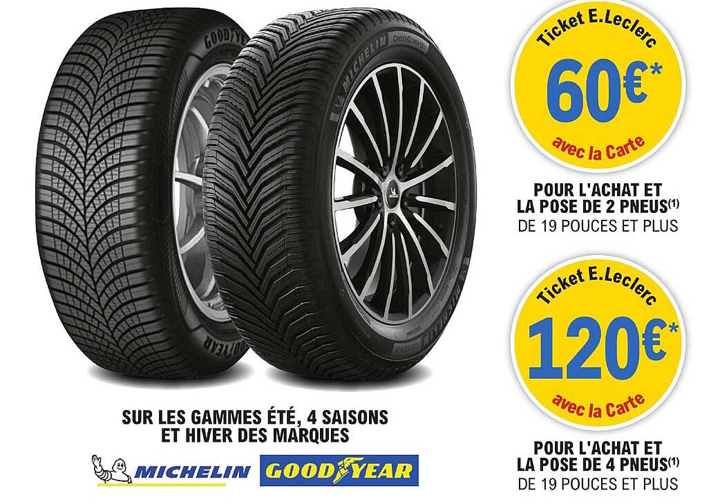 les gammes été, 4 saisons et hiver des marques michelin, good year