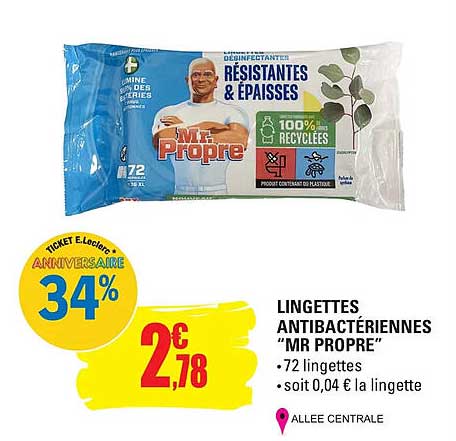 lingettes antibactériennes "mr propre"