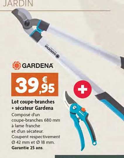 lot coupe-branches + sécateur gardena