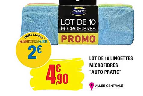 lot de 10 lingettes microfibres "auto pratic"