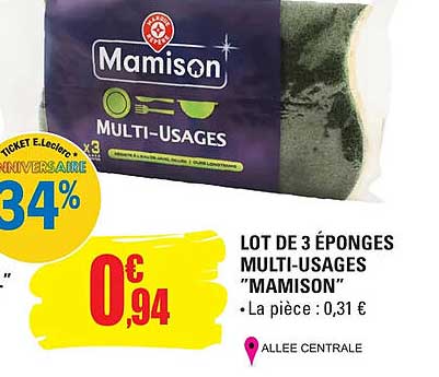 lot de 3 éponges multi-usages "mamison"