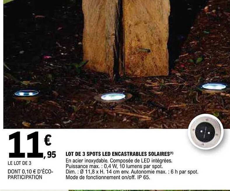 lot de 3 spots led encastrables solaires
