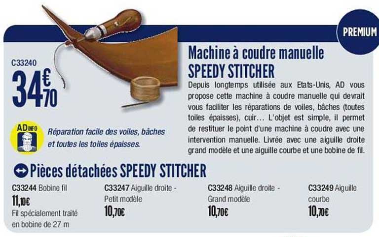 machine à coudre manuelle speedy stitcher, pièces détachées speedy stitcher