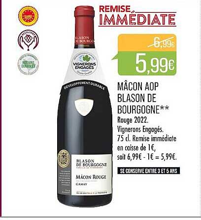mâcon aop blason de bourgogne** rouge 2022
