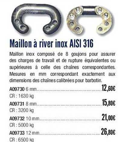 maillon à river inox aisi 316