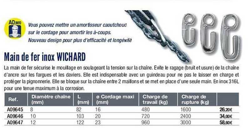 main de fer inox wichard